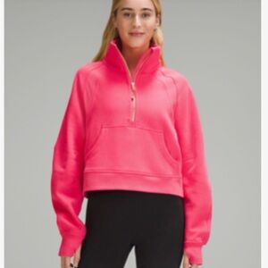 Bright Pink Lululemon Cropped Scuba Hoodie